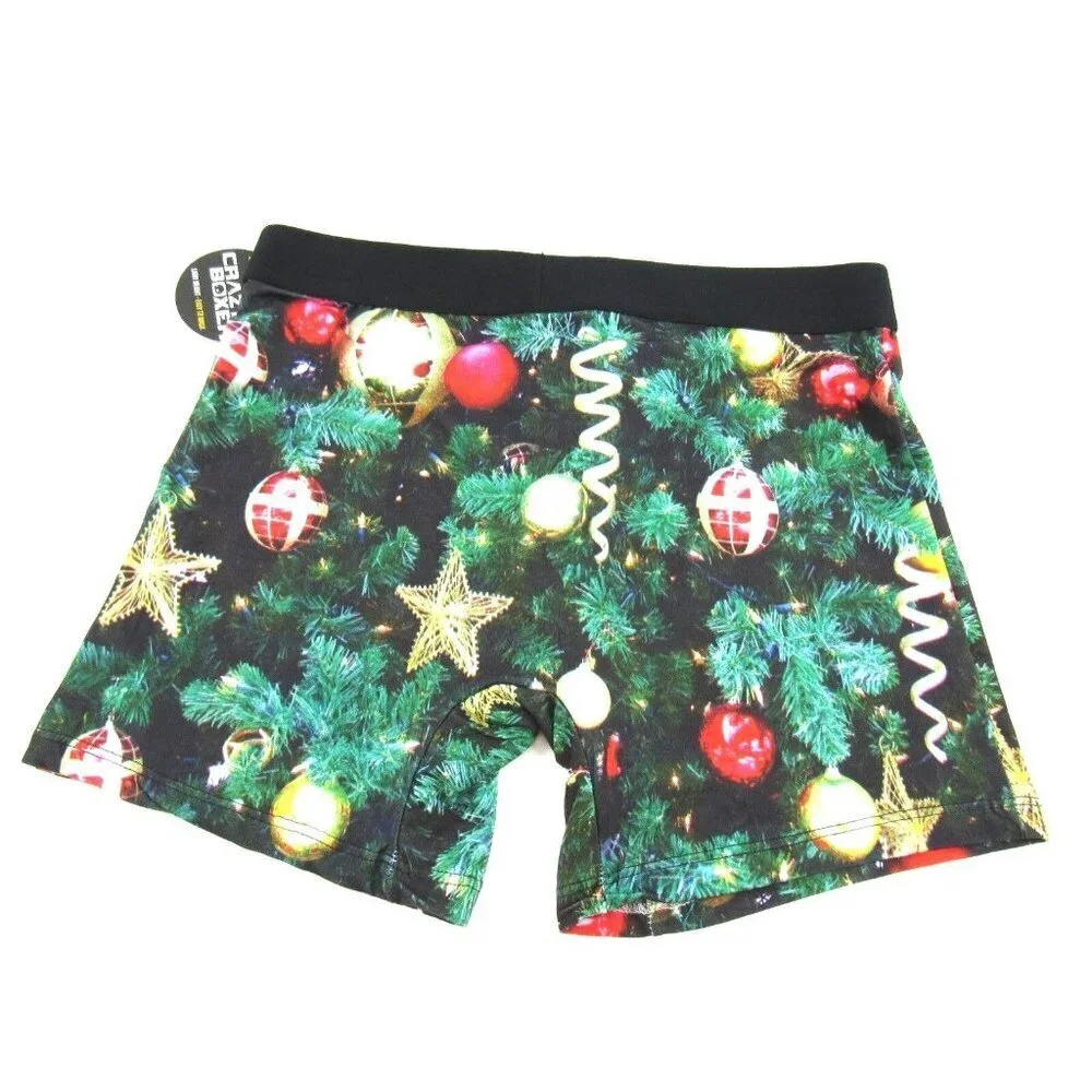 Crazy Boxer Mens Christmas Tree Ornaments Boxer Briefs Small (28-30) New